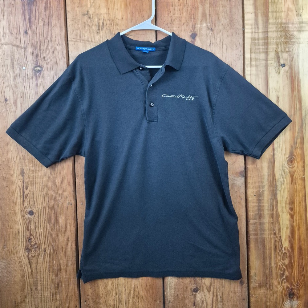 Port Authority Central Market HEB Polo Shirt Men's Medium Black Short Sleeve